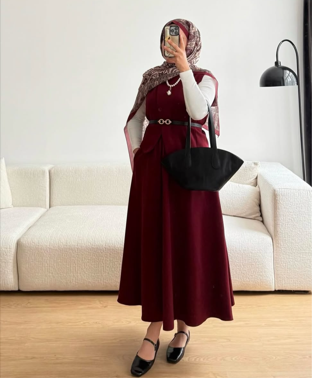 Burgundy Skirt Set - 2pcs