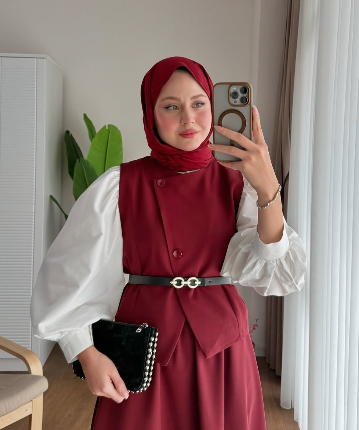 Burgundy Skirt Set - 2pcs