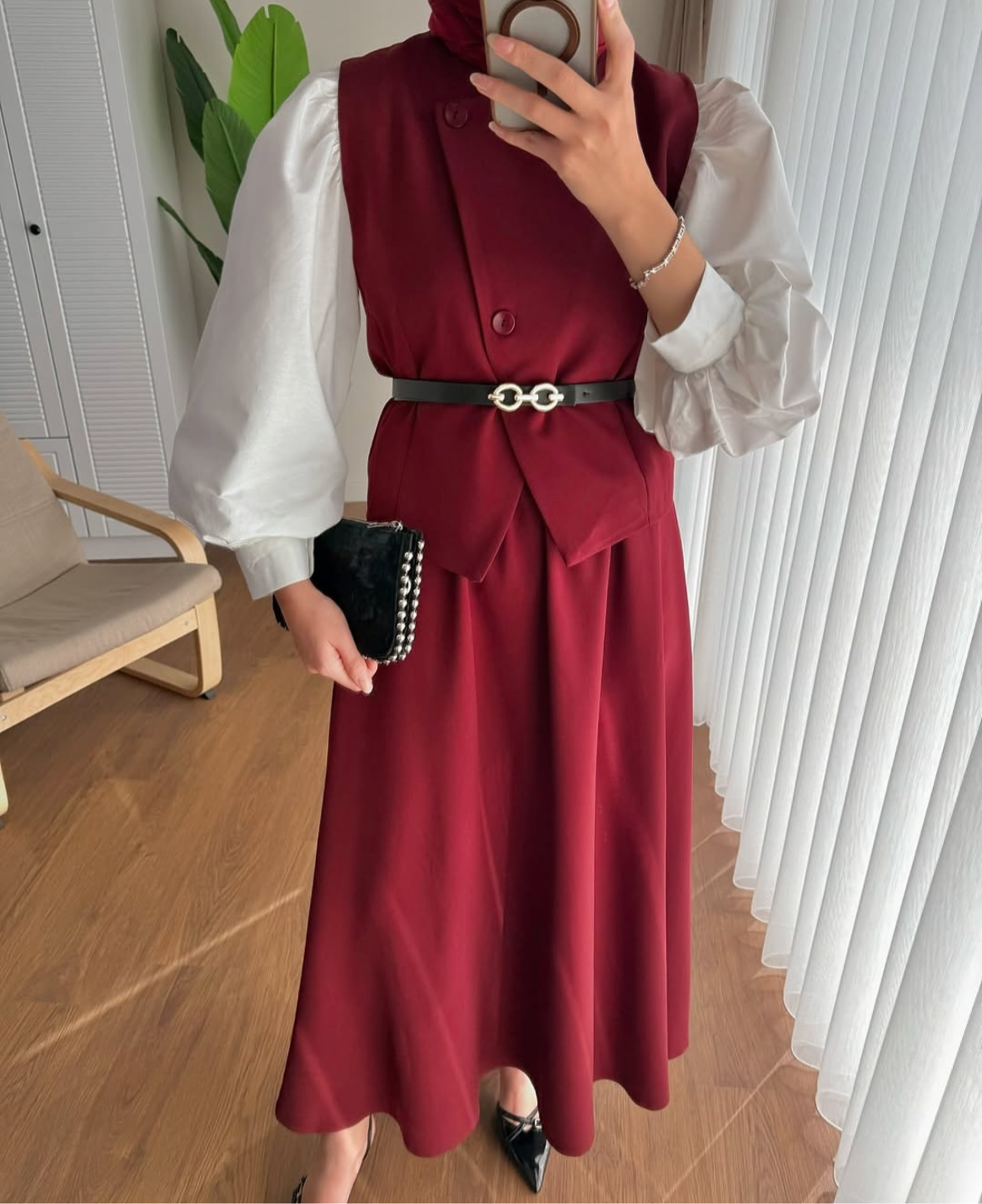 Burgundy Skirt Set - 2pcs