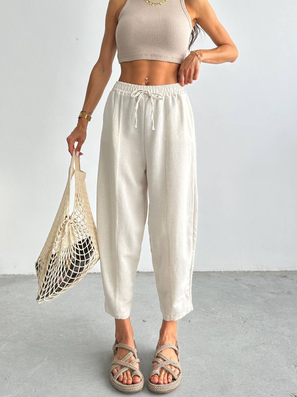 Beige linen Pants