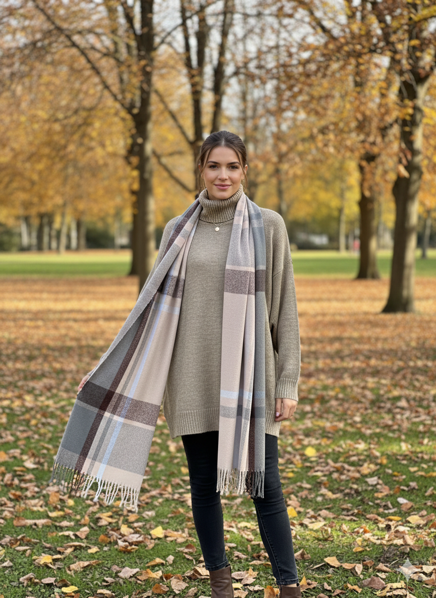 Grey Beige Scarf
