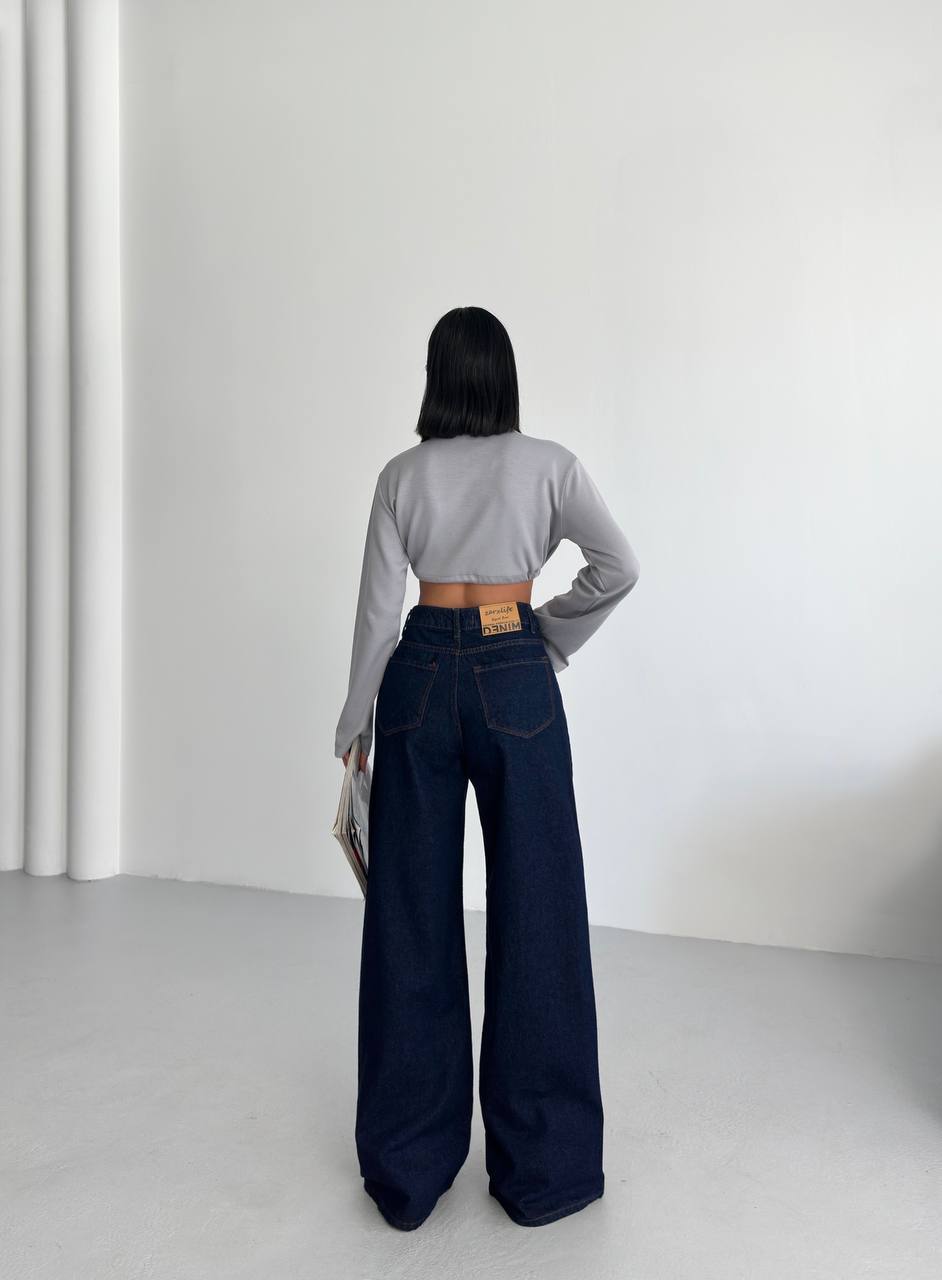 Dark Blue Wide Leg Jeans