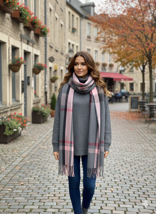 Grey Pink Scarf