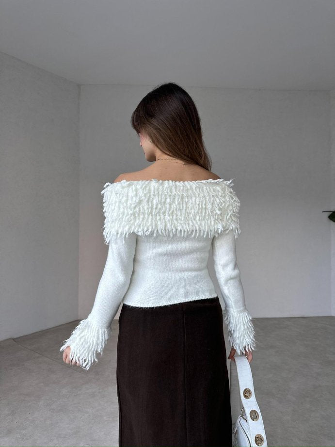 White Curls Off Shoulder Top