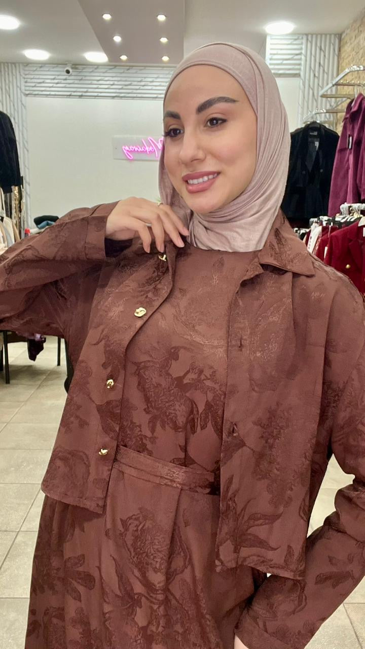 Brown Satin Classy Dress