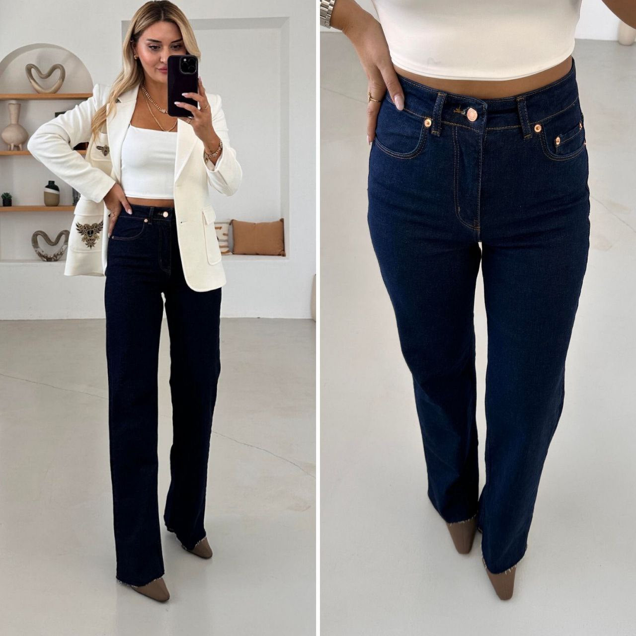 Dark Blue Straight Jeans