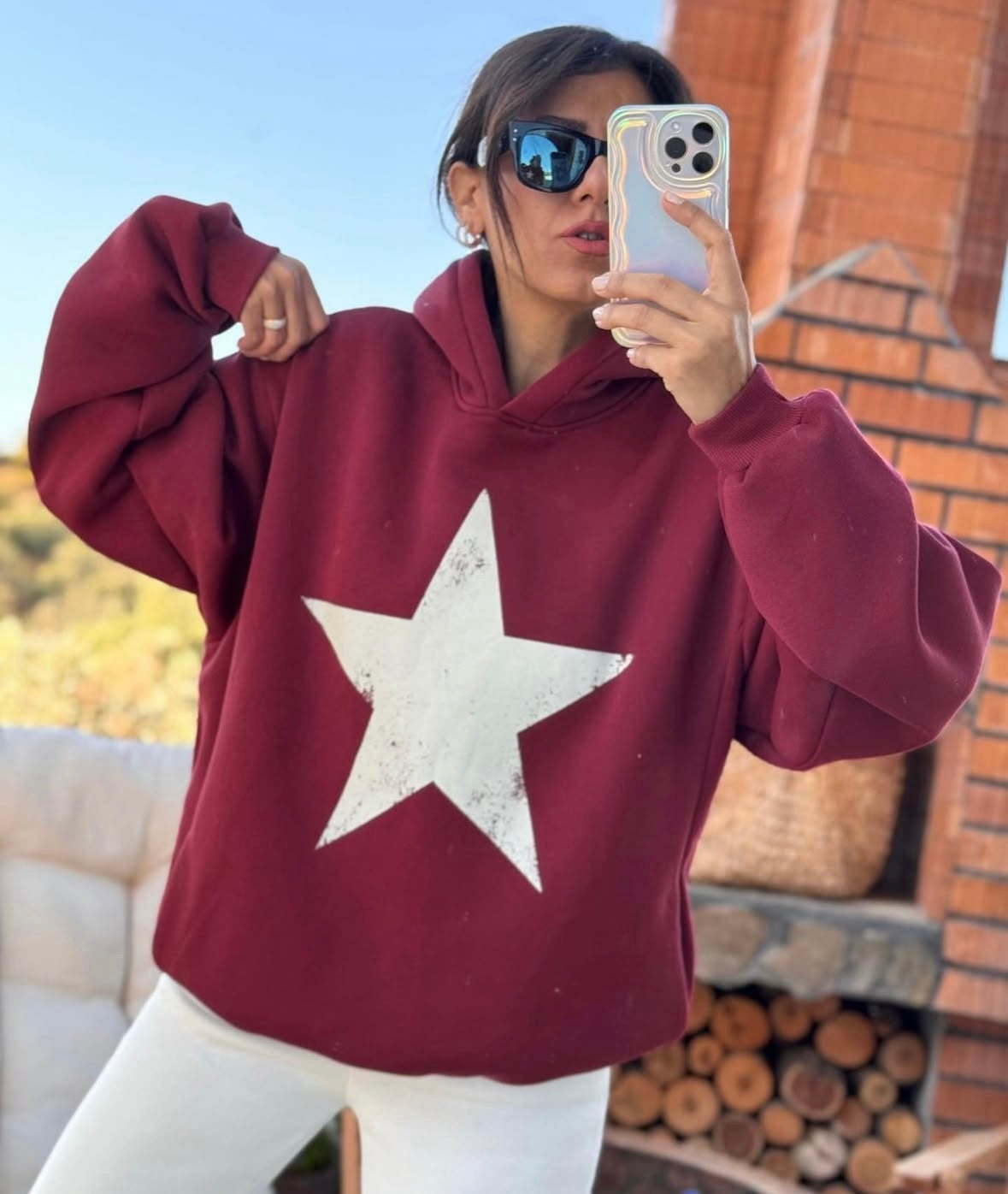 Burgundy Star Hoodie