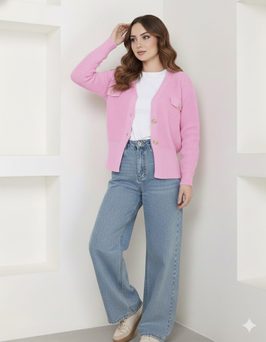 Pink Cardigan Top
