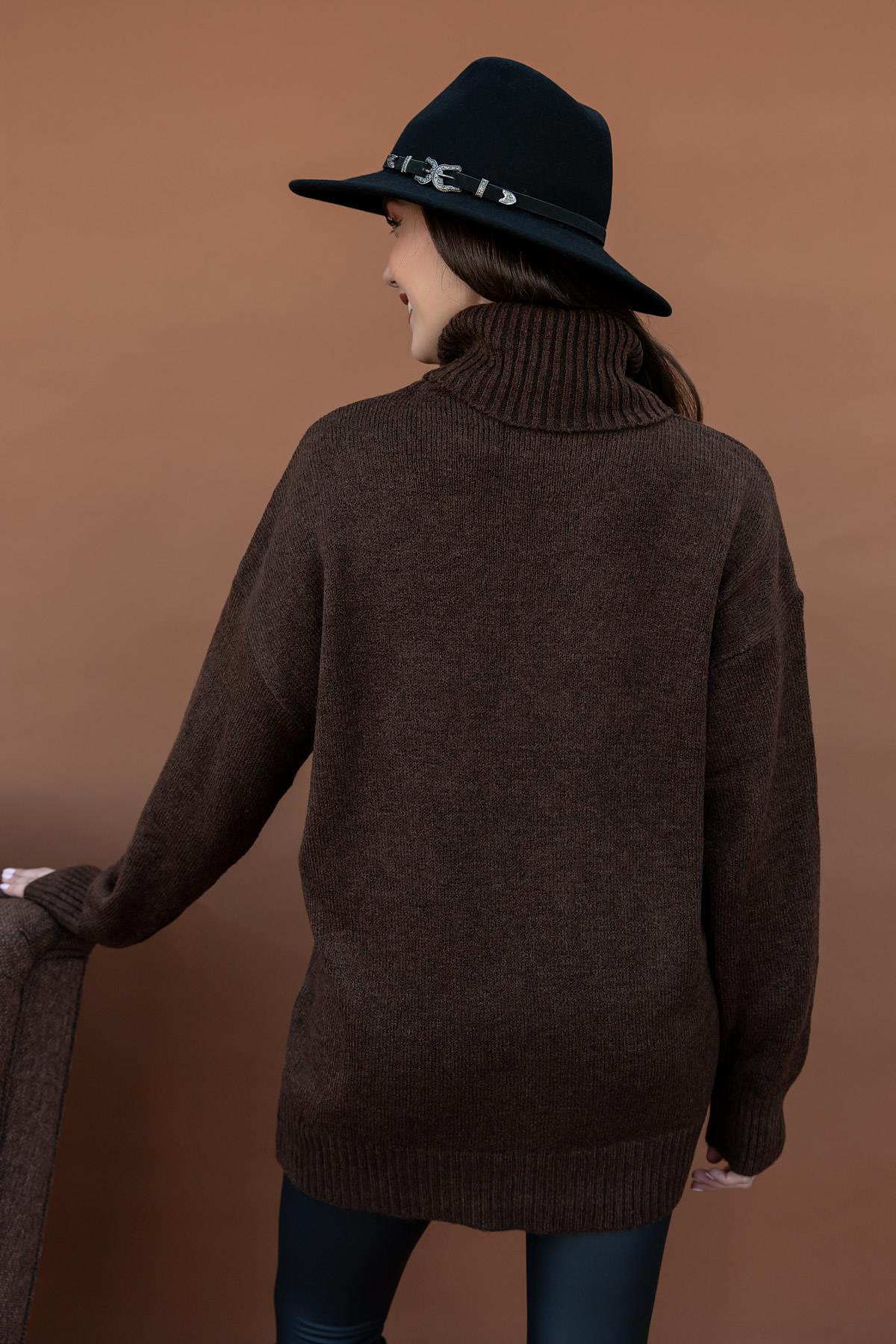 Brown Wool Turtleneck Top