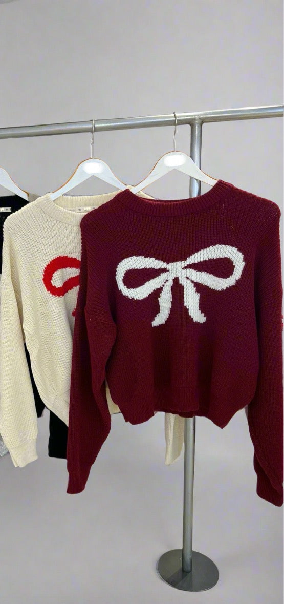 Burgundy Ribbon Sweater