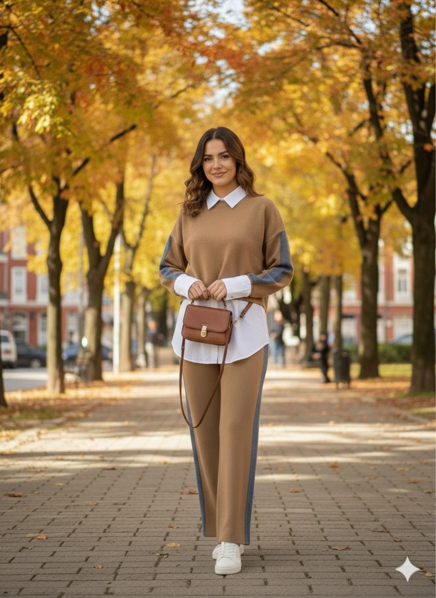 Camel Jeans Stripted Set