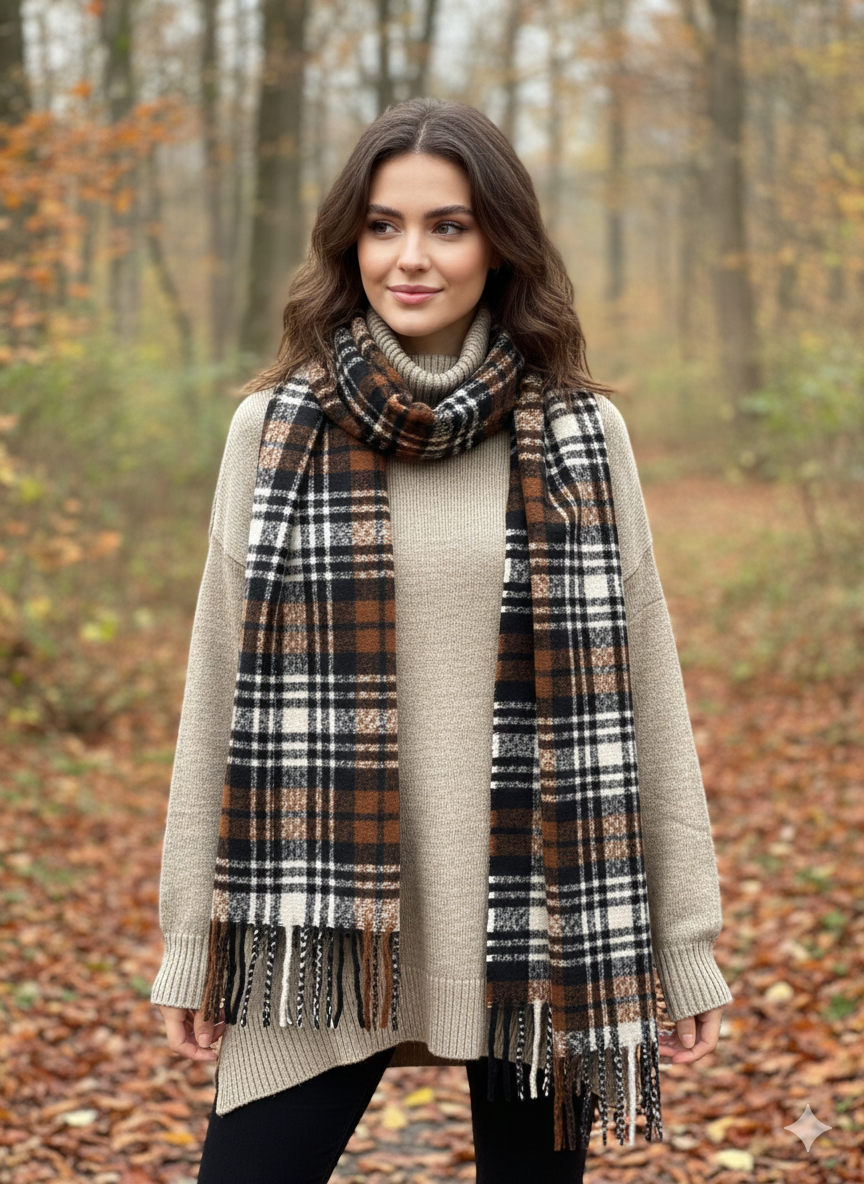 Brown Plaid Scarf