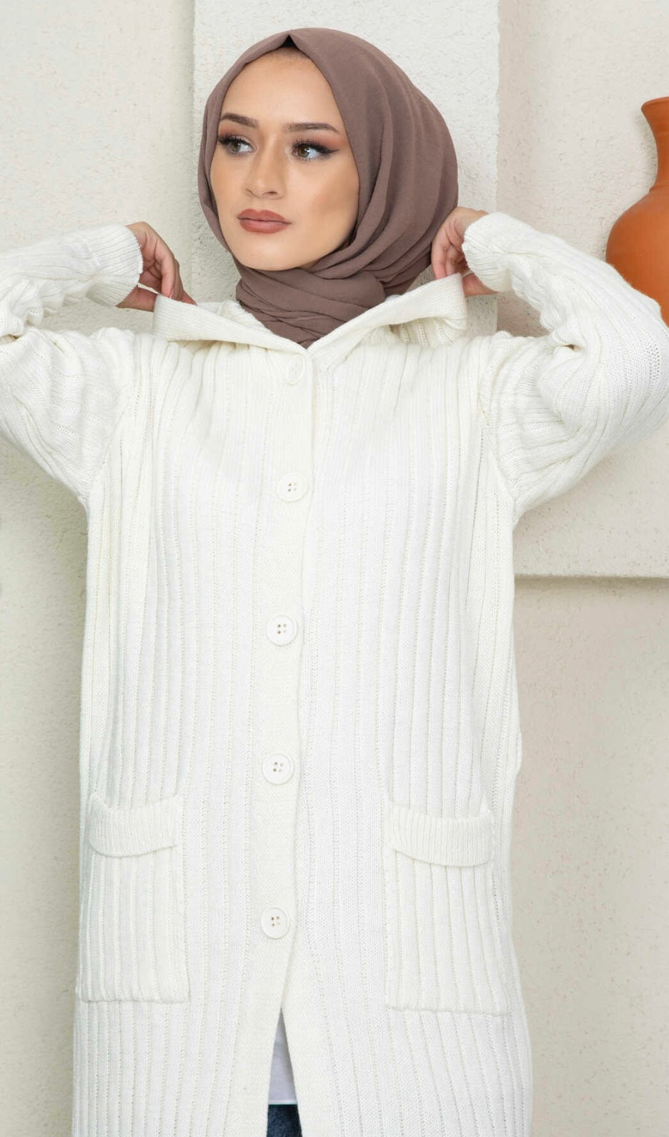 Long cardigan jacket - white