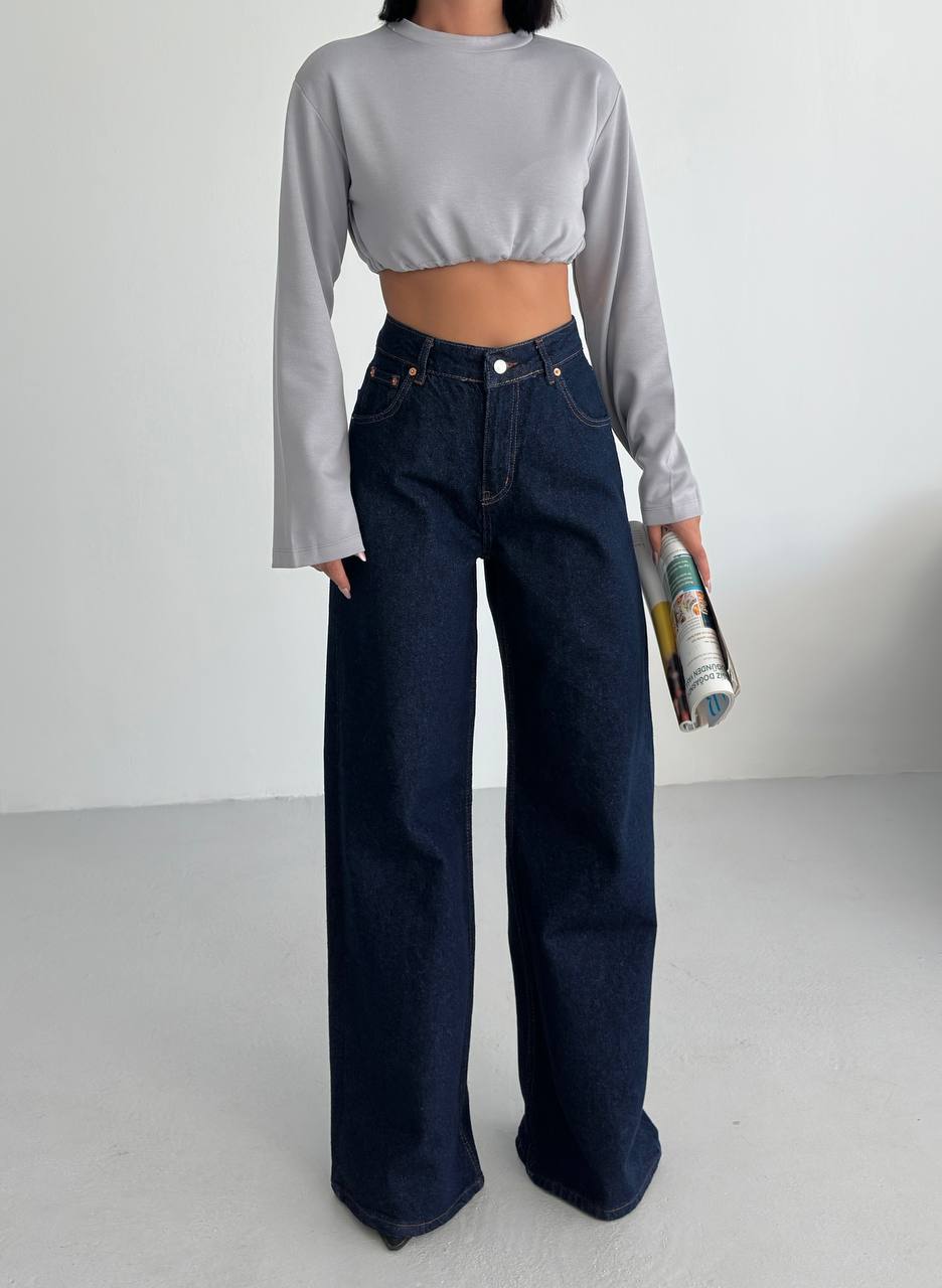 Dark Blue Wide Leg Jeans