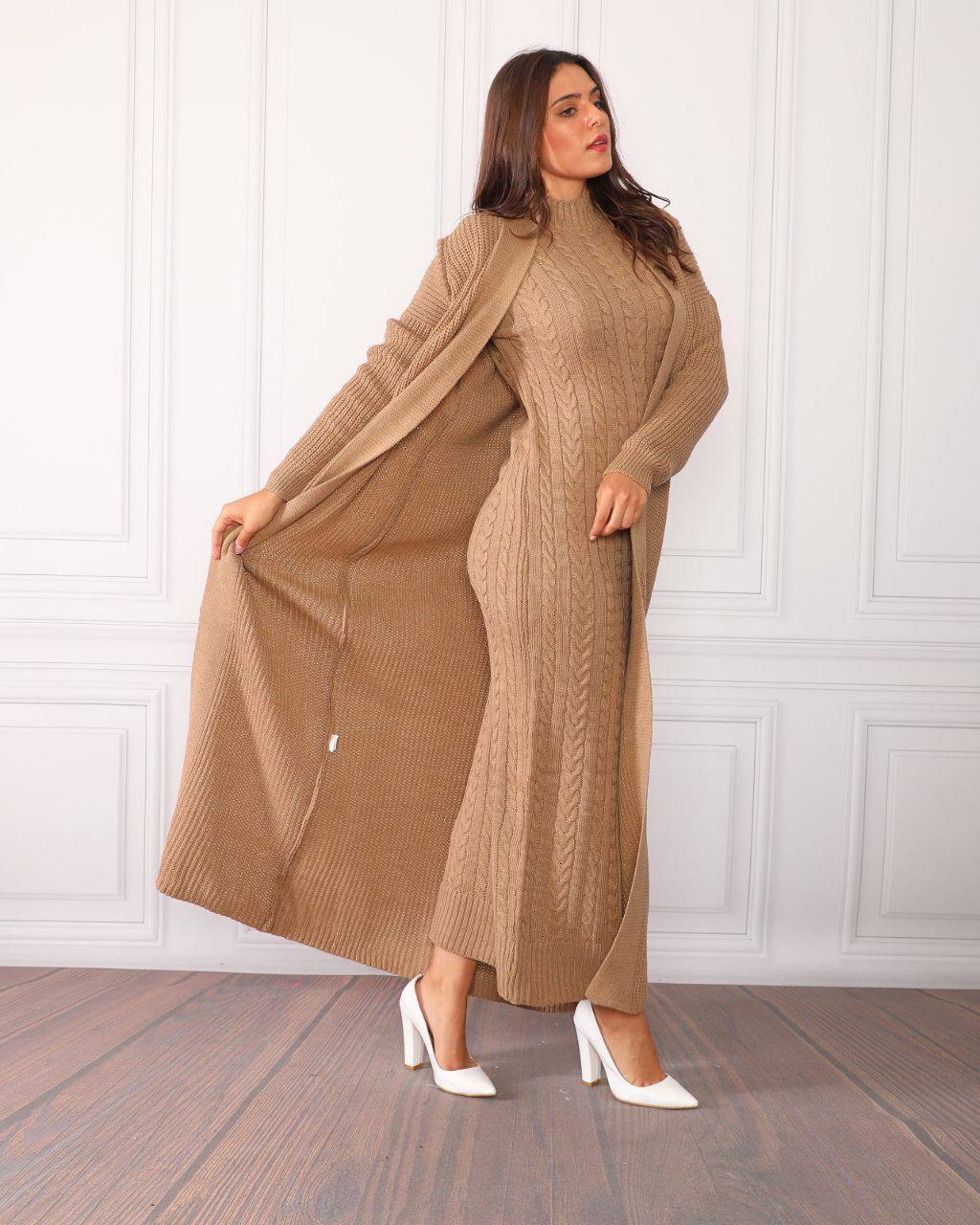 Wool dress set -beige