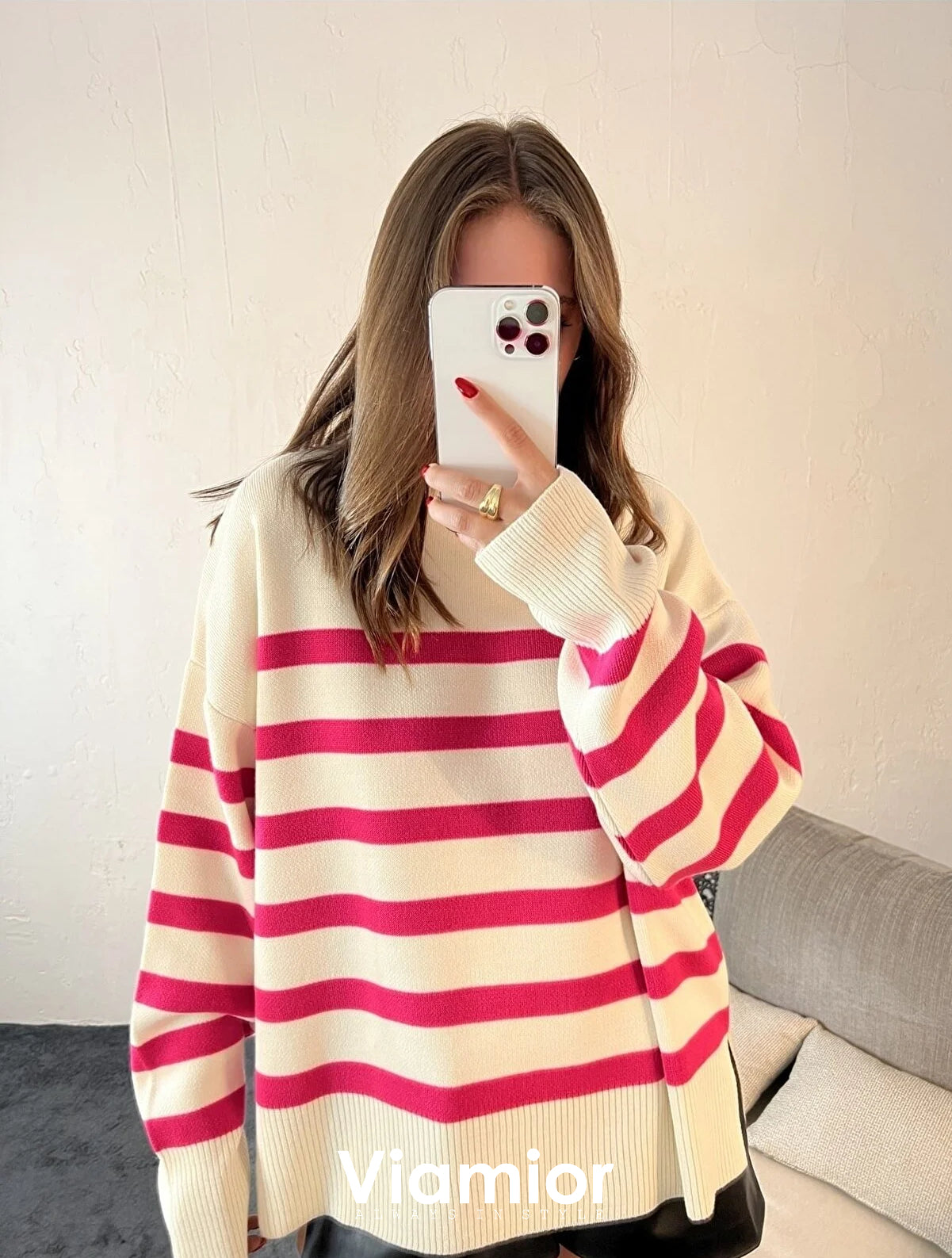 Oversize Pink Lines Blouse