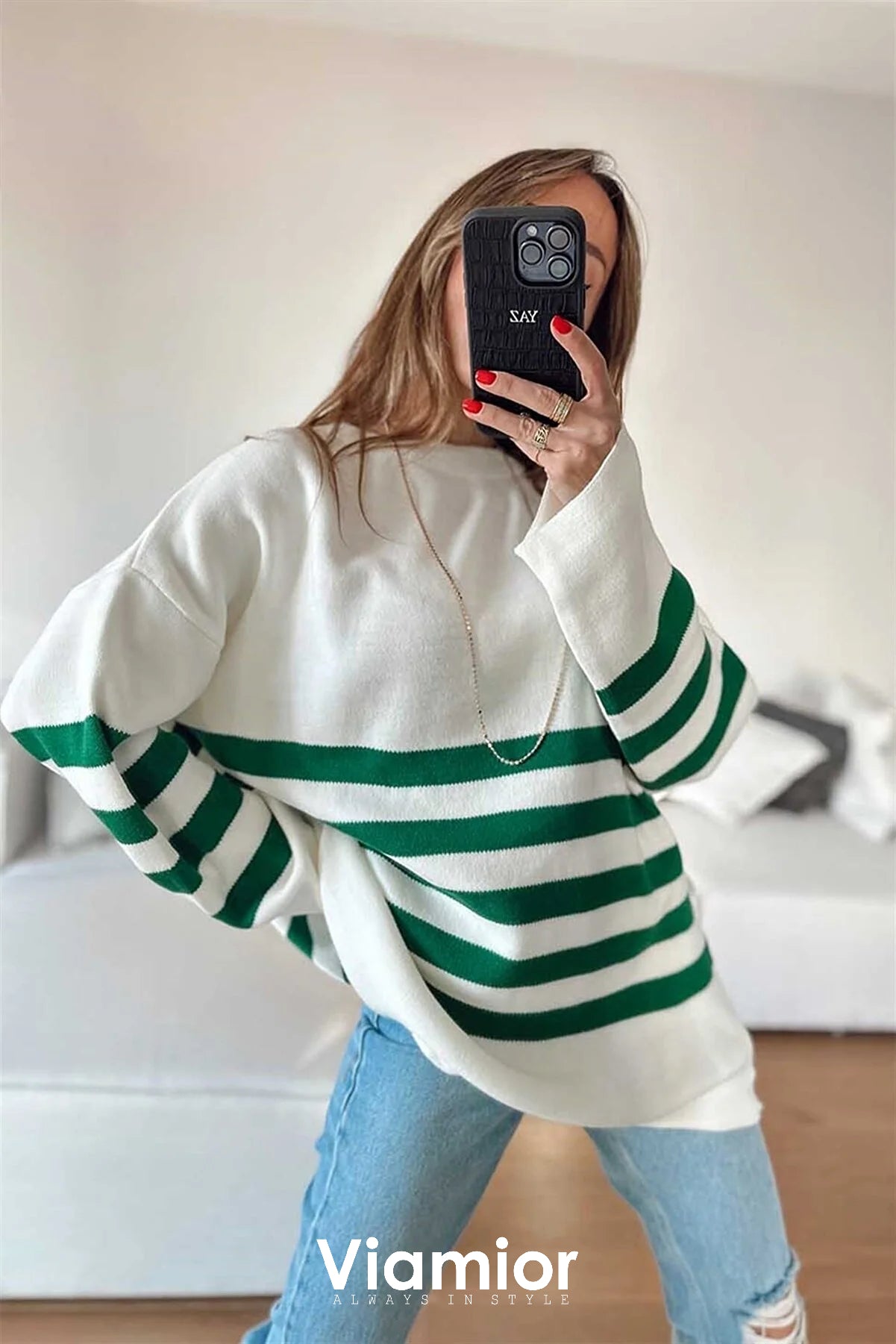 Oversize Green Lines Blouse
